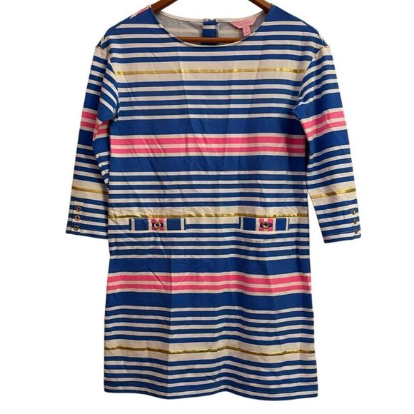 Lily Pulitzer Women’s Lena Striped Blue and Pink Nautical Dress XS - Picture 4 of 10